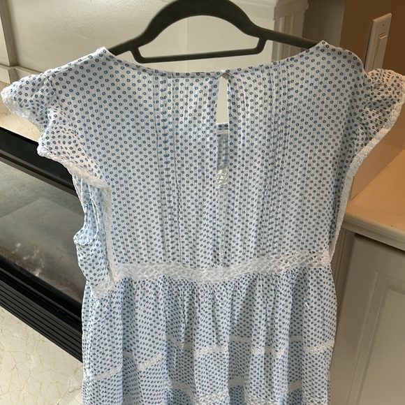 Free People Retro Kitty Crochet Lace Accent Floral Shift Mini Dress Size Small - Picture 7 of 14